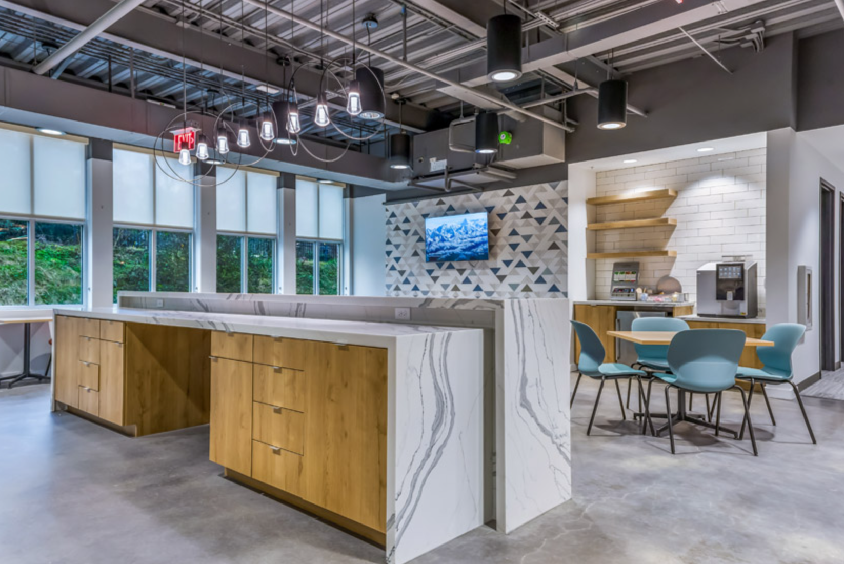 ClearPath Knoxville lobby with marble reception counter and seating area