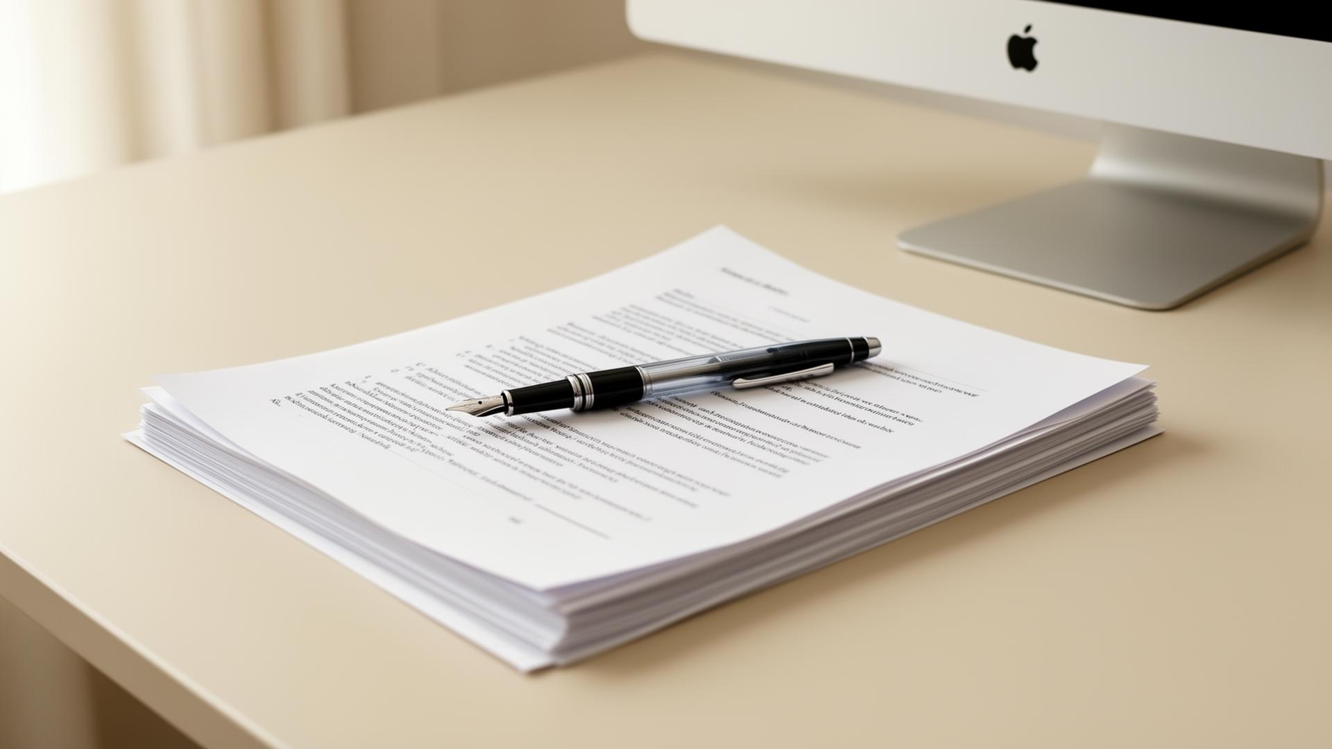 Closing documents on a clean desk